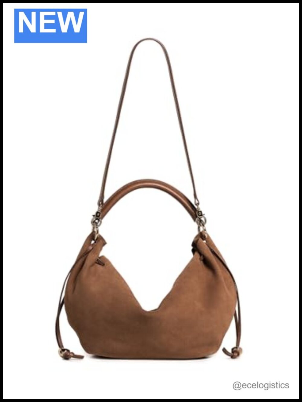 Madewell Suede Bucket Shoulder Bag Leather Trim Gold Hardware